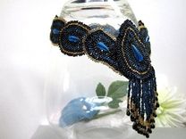 Black Beadwoven Necklace Fringed Choker Peacock 5 small