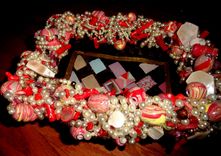 Decorative Faux Pearl, Coral Stick,  Mop Nugget & Polymer Clay Bead Wicker Basket 2 small