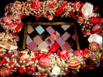 Decorative Faux Pearl, Coral Stick,  Mop Nugget & Polymer Clay Bead Wicker Basket 3 small