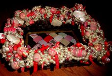 Decorative Faux Pearl, Coral Stick,  Mop Nugget & Polymer Clay Bead Wicker Basket 4 small