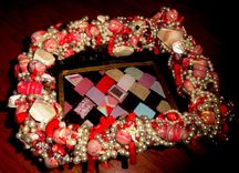 Decorative Faux Pearl, Coral Stick,  Mop Nugget & Polymer Clay Bead Wicker Basket 5 small