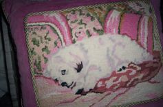 Pretty Pink Animal/Dog Needpoint Pillow (Small) 2 small