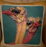 Ostrich Needlepoint Pillow 2 small