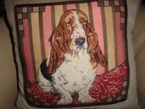 Basset Hound Needlepoint Pillow 1 small