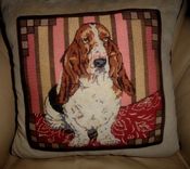 Basset Hound Needlepoint Pillow 2 small