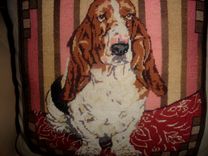Basset Hound Needlepoint Pillow 3 small