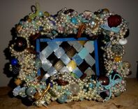 Burnt Polymer Clay Bead Painted Decorative Wicker Tray Basket 6 small