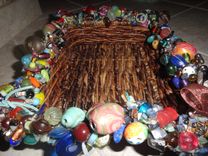 Small Beaded Wicker Tray With Brown Ribbon 2 small