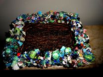 Shell Tray Wicker Beaded Basket 1 small