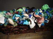 Shell Tray Wicker Beaded Basket 3 small