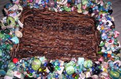 Shell Tray Wicker Beaded Basket 6 small