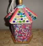 Eraser Head Bird House W/Sea Glass & Glass Marbles 6 small