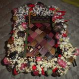 Beaded Coral Wicker Basket 2 small