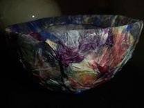 Paper Mache Bowl W/Dried Flowers 3 small