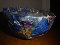 Paper Mache Bowl W/Dried Flowers 4 small