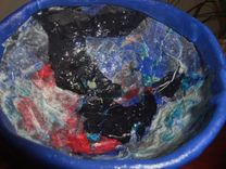 Paper Mache Decorative Bowl W/Dried Flowers 1 small