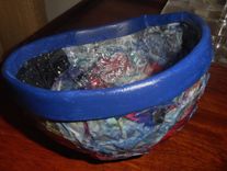 Paper Mache Decorative Bowl W/Dried Flowers 3 small