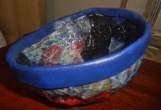 Paper Mache Decorative Bowl W/Dried Flowers 4 small