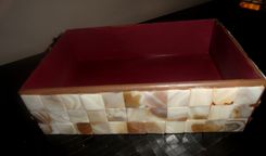 Shell Decorated Wood Box Tray 1 small