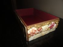 Shell Decorated Wood Box Tray 2 small