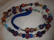 42 Inch Beaded Dog Leash W/Handmade Polymer Clay, Glass Beads 3 small