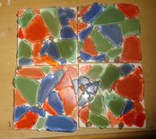 Sea Glass Coasters On Beige Art Tile 5 small