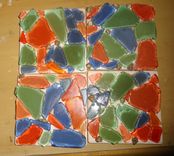 Sea Glass Coasters On Beige Art Tile 2 small