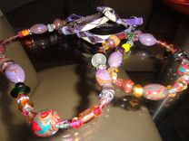 Dog Leash/Polymer Clay, Glass Beads 3 small