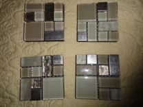 Mosaic Glass Tiles On Black Art Tile Coasters 1 small