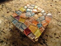Mosaic Tiles Striped Glass Coasters 4 small