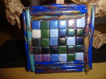 Art Mosaic Tiles/Coasters Metallic, Polymer Clay 4 small