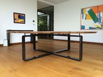 Modern Round Walnut Dining Table 4 small