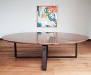 Modern Round Walnut Dining Table 6 small