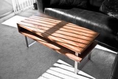 Modern Sapele Wood And Steel Coffee Table 2 small