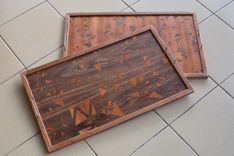 Walnut And Cherry Serving Tray With Custom Inlay 2 small
