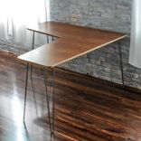 Modern Walnut And Steel Office Desk 1 small
