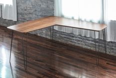 Modern Walnut And Steel Office Desk 2 small