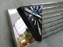 Amazing Art Deco Machine Age Monumental Triangle Clock After A Design By Jean Puiforcat 1 small