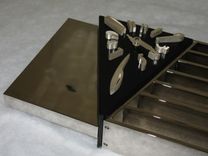 Amazing Art Deco Machine Age Monumental Triangle Clock After A Design By Jean Puiforcat 4 small