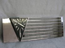 Amazing Art Deco Machine Age Monumental Triangle Clock After A Design By Jean Puiforcat 14 small