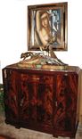 Vintage Restored French Art Deco Sideboard With French  Sculpture By Limousin 1 small