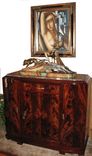 Vintage Restored French Art Deco Sideboard With French  Sculpture By Limousin 2 small