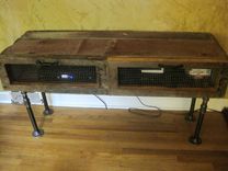 Tv/Entertainment Stand Or Cabinet W/Storage (Reclaimed Barnwood And Black Pipe) 2 small