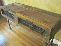 Tv/Entertainment Stand Or Cabinet W/Storage (Reclaimed Barnwood And Black Pipe) 3 small