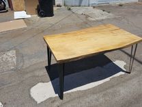 Live Edge Torrey Pine And Steel Dining Table 2 small