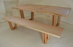 Curly Maple Live Edge Table And Bench With Inlay 1 small