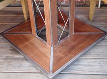 Salvaged Steel Ring Walnut Breakfast Table 5 small
