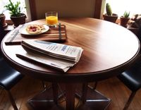 Salvaged Steel Ring Walnut Breakfast Table 3 small