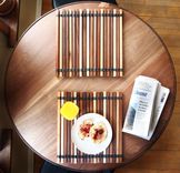 Salvaged Steel Ring Walnut Breakfast Table 4 small