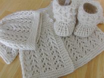 Christening Cashmere Sweater Set - Sweater, Hat And Booties 1 small